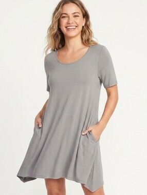 New York & Company Gray Scoop Neck Mini Dress / Tunic Top